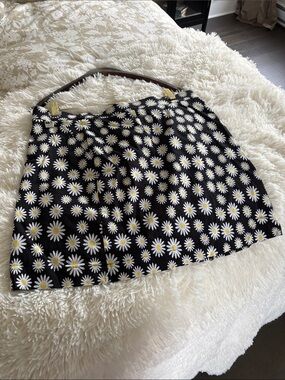Rafaella Black Mini Skirt with White and Yellow Daisy Print